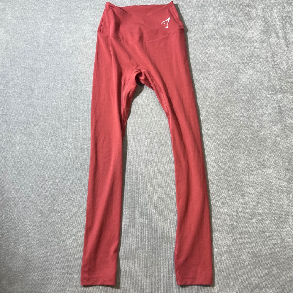 Gymshark Womens High Waisted Leggings XS Red GLLG4714 Activewear Yoga Tights